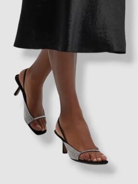 $820 NEOUS SPARKLY CRYSTAL JEWEL KAMUI Slingback HEELS SANDALS SHOES 38/8